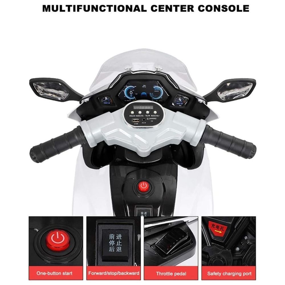 Myts - Electric Motorcycle Ride-On Super Bike - White - 6 V