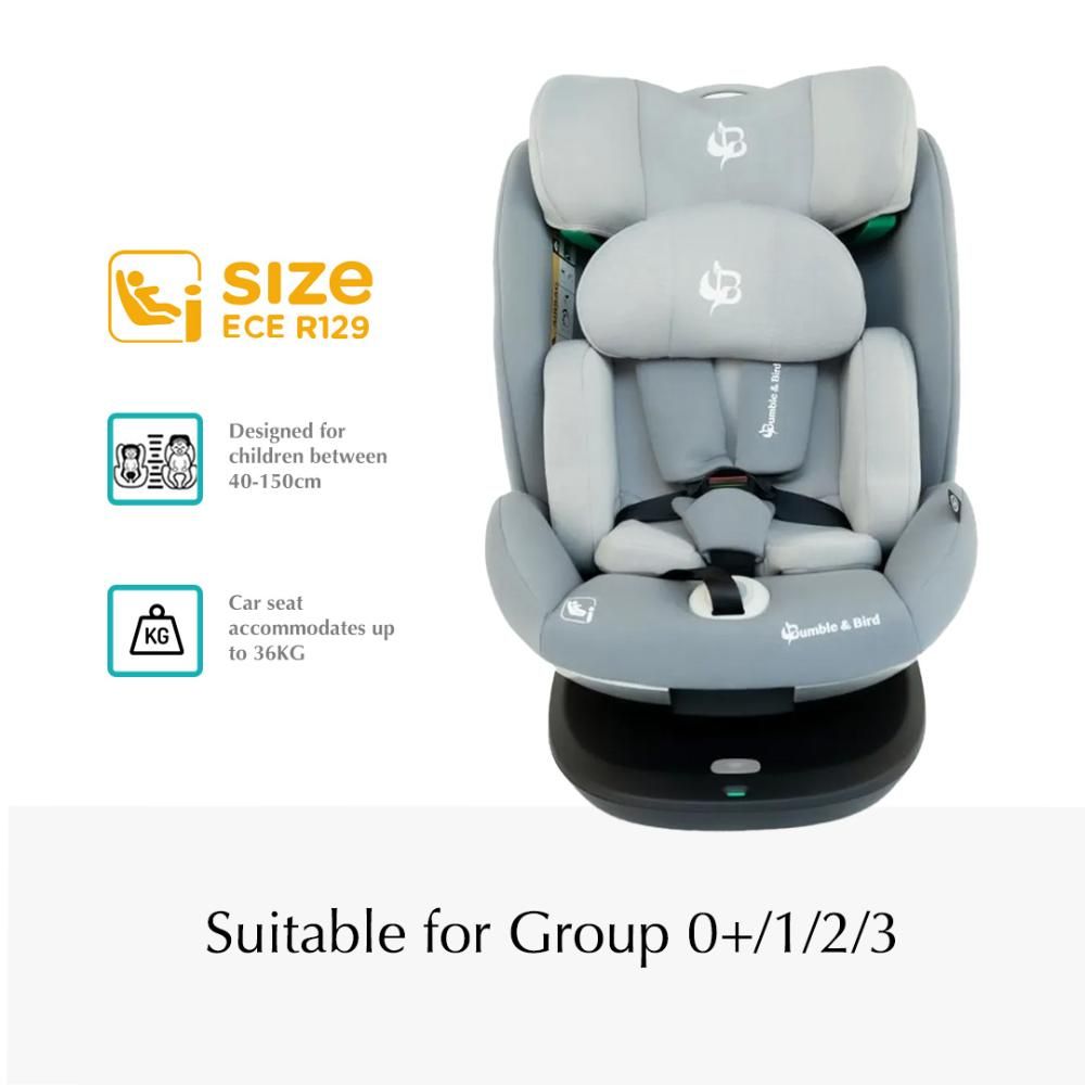 Bumble & Bird - Robin 360 Rotation ISOFIX Car Seat - Grey - Group 0+/1/2/3 