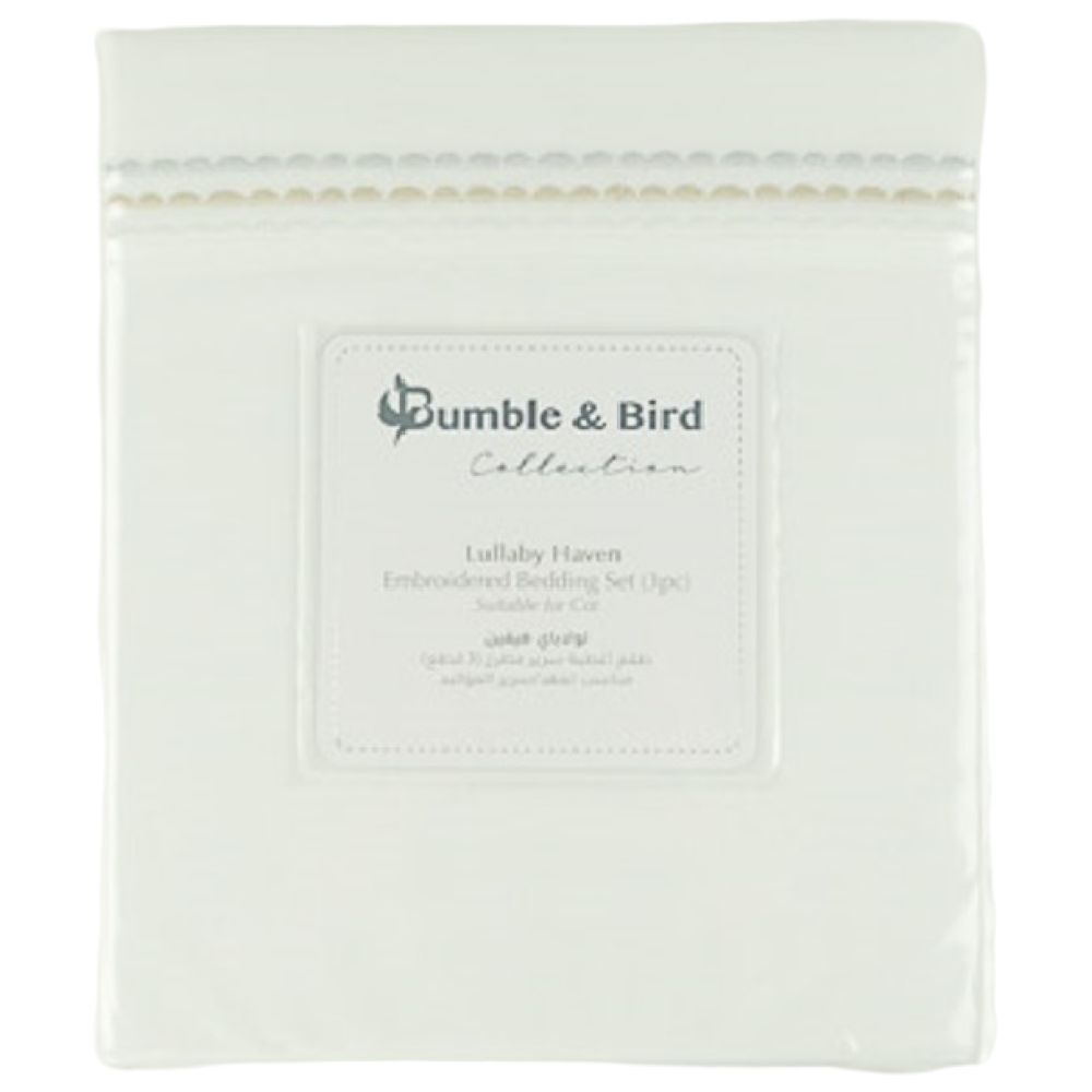 Bumble & Bird - 3pc-Set - Embroidered Bedding For Cot - Beige