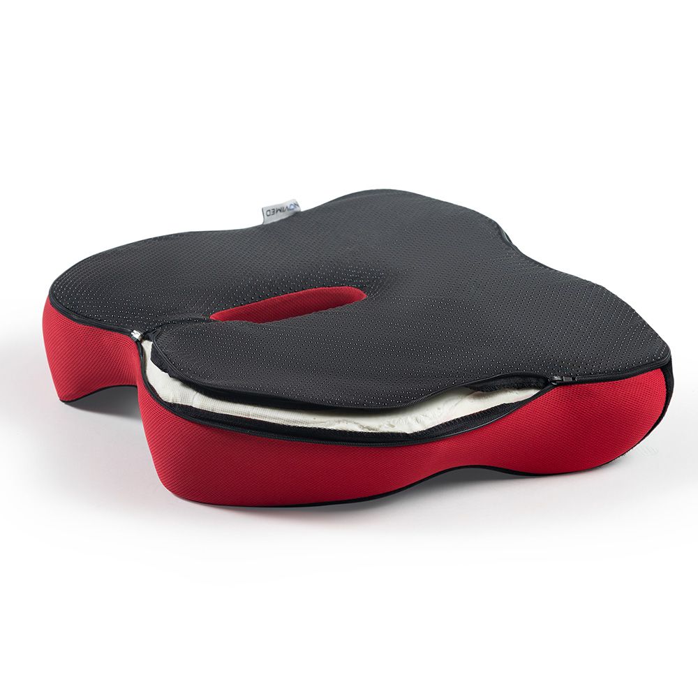 Novimed - Orthopedic Gaming Cushion - Black Velboa W/ Red Mesh