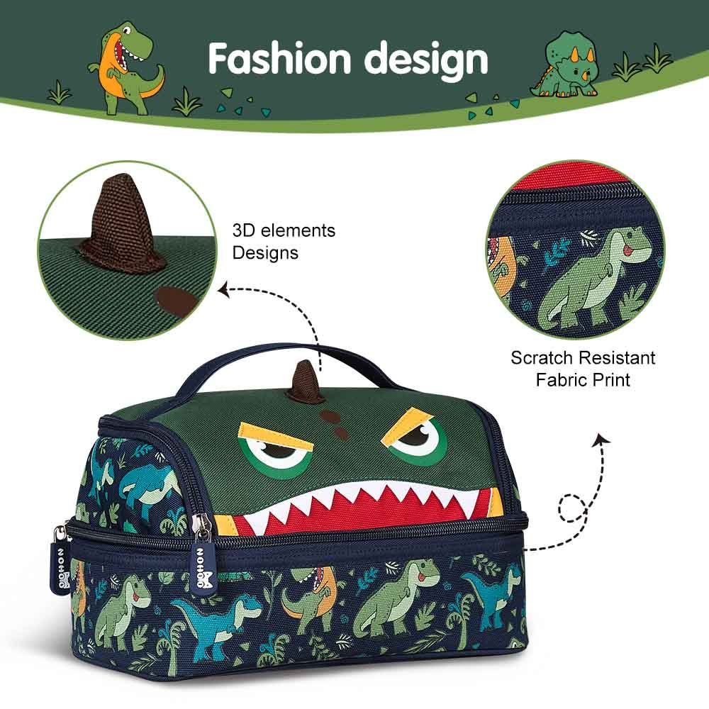 Nohoo - Dino Insulated Lunch Bag - Green - 9.85-Inch