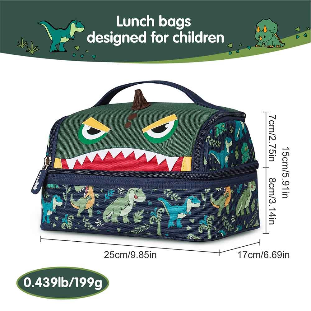 Nohoo - Dino Insulated Lunch Bag - Green - 9.85-Inch