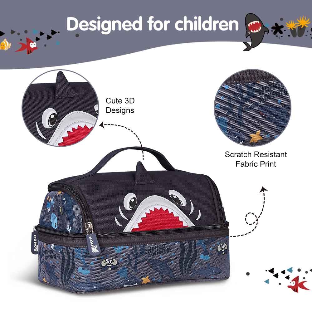 Nohoo - Shark Insulated Lunch Bag - Grey - 9.85-Inch