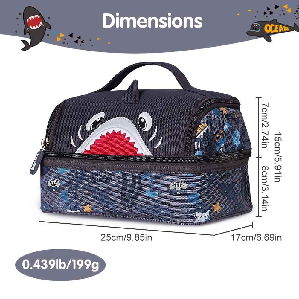 Nohoo - Shark Insulated Lunch Bag - Grey - 9.85-Inch