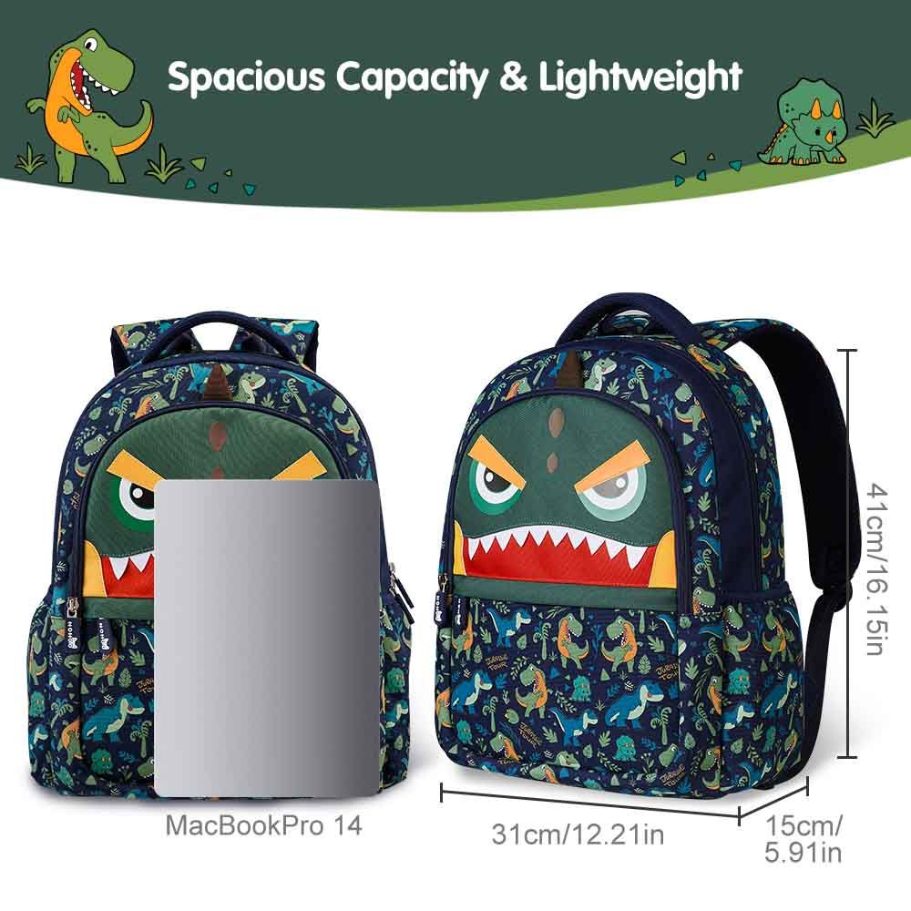 Nohoo - Dino School Backpack - Green - 16-inch