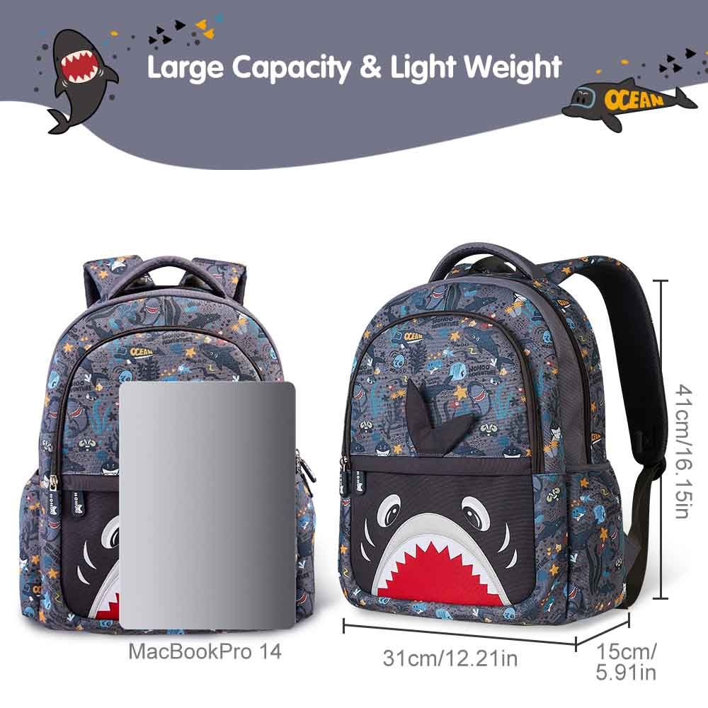 Nohoo - Shark School Backpack - Grey - 16-inch