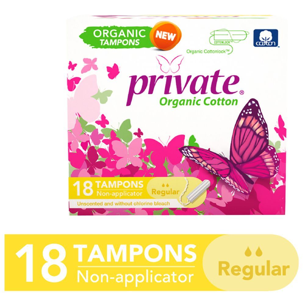 Private - Organic Non Applicator Tampon - Regular - 18pcs