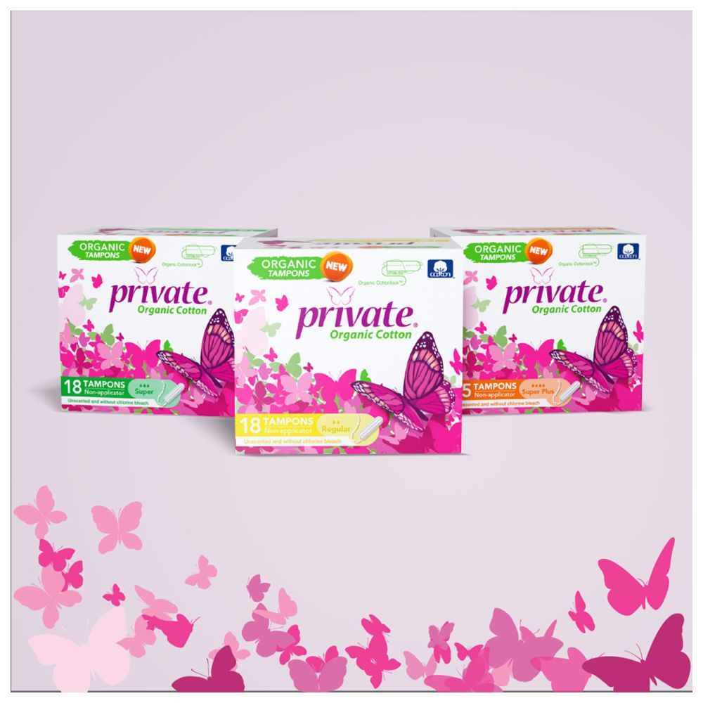 Private - Organic Non Applicator Tampon - Regular - 18pcs