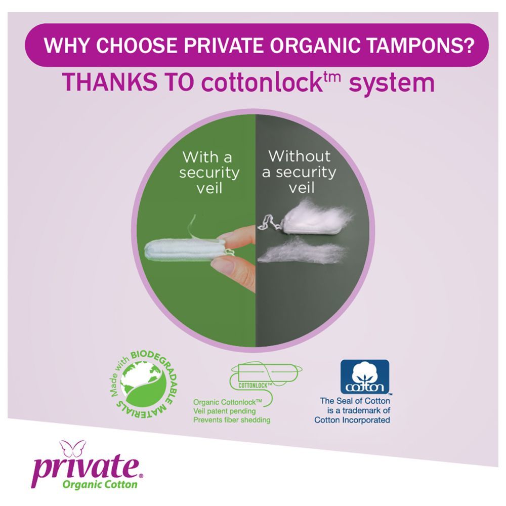 Private - Organic Non Applicator Tampon - Regular - 18pcs