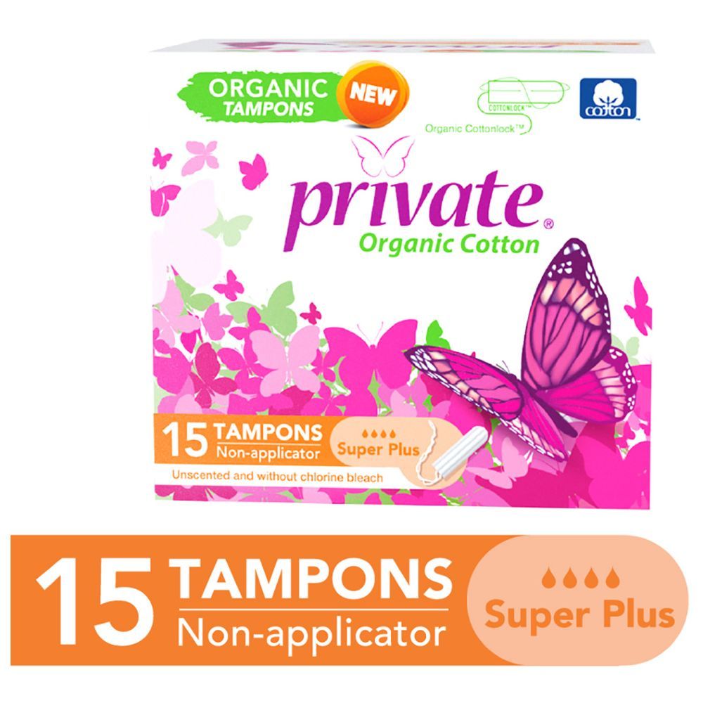 Private - Organic Non Applicator Tampon - Super Plus - 15pcs