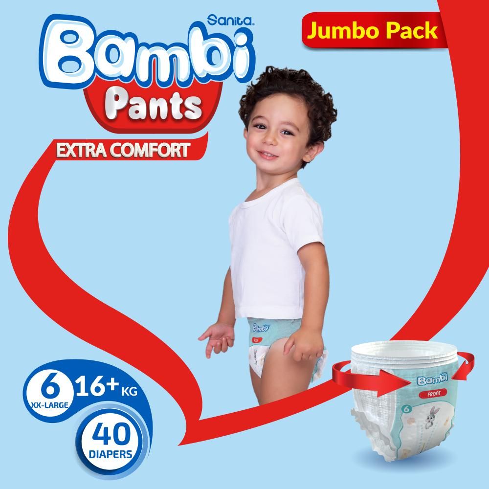 Sanita Bambi - Pants Jumbo Pack Size 6 XXL +16 KG, 40 Count