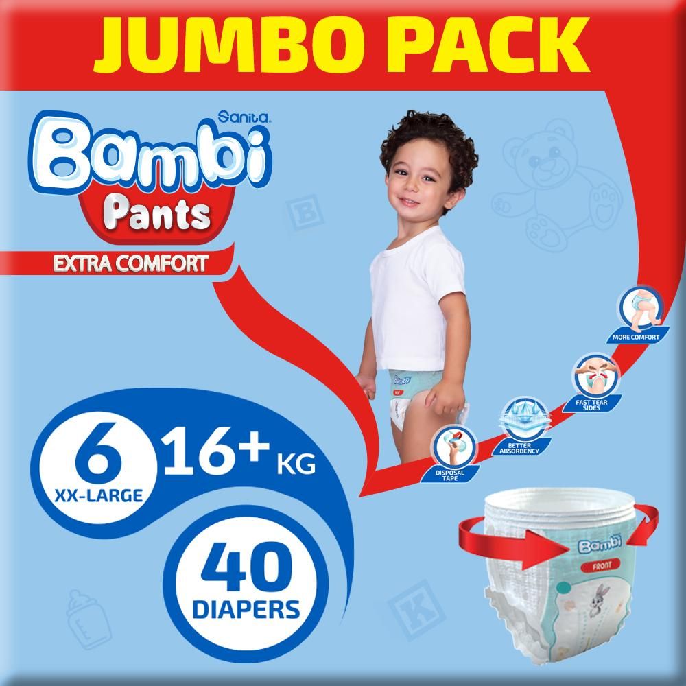 Sanita Bambi - Pants Jumbo Pack Size 6 XXL +16 KG, 40 Count