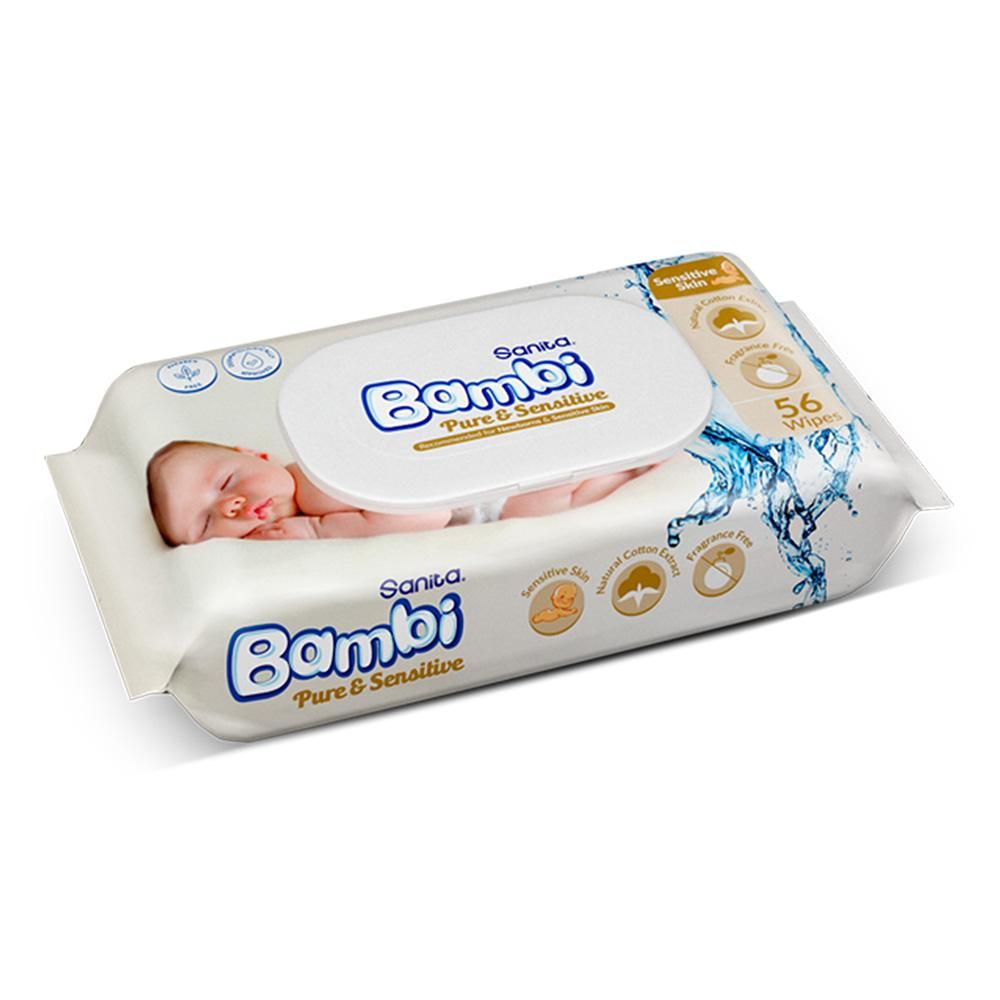 Sanita Bambi - Baby Wet Wipes Pure and Sensitive - 56 Wipes