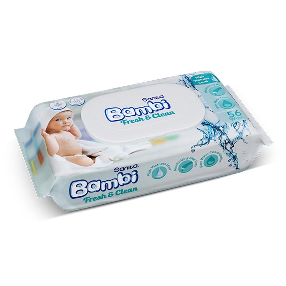 Sanita Bambi - Baby Wet Wipes Fresh and Clean - 56 Wipes