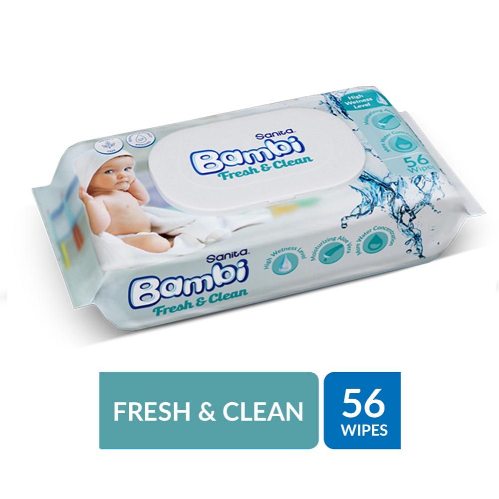 Sanita Bambi - Baby Wet Wipes Fresh and Clean - 56 Wipes