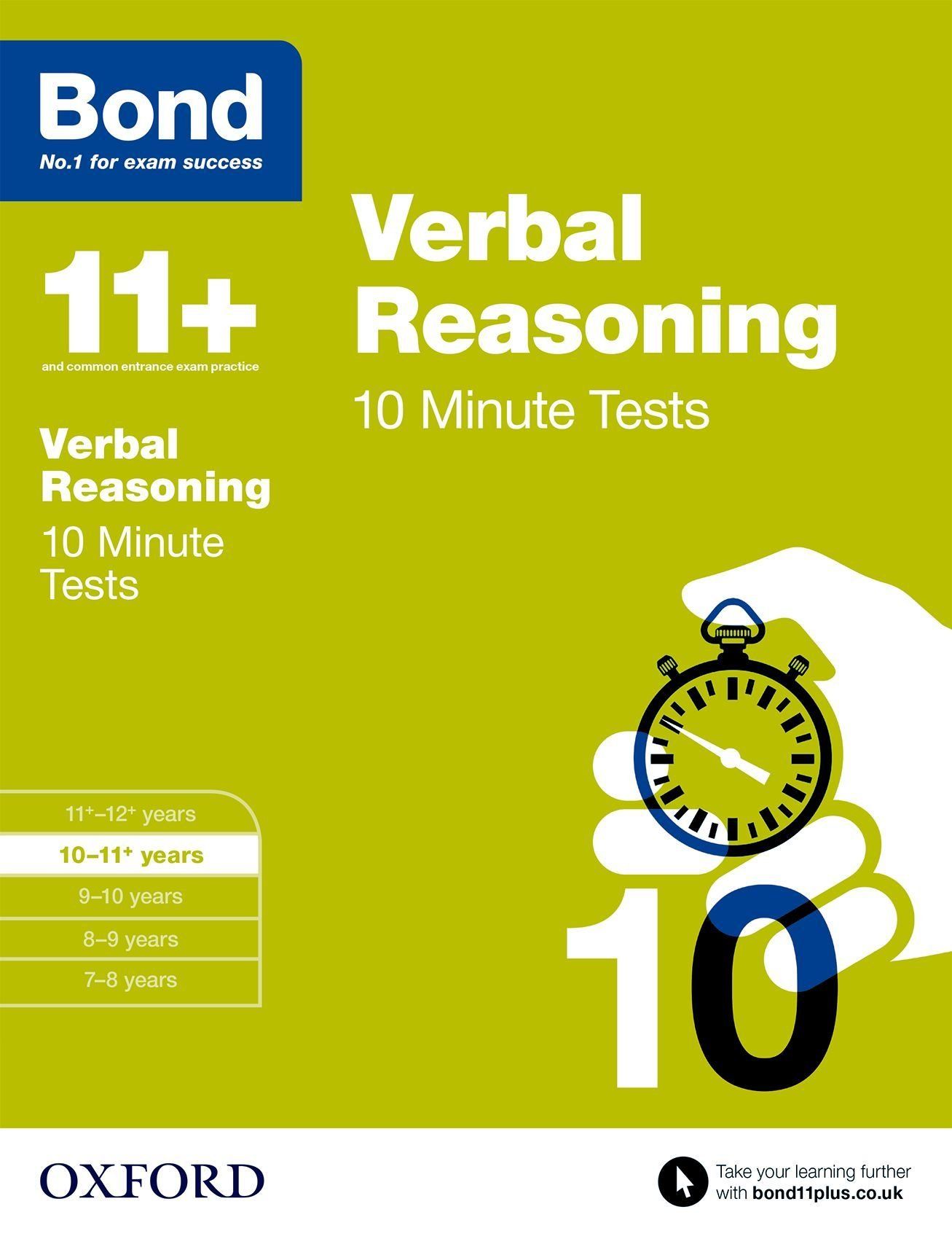 Bond 11+ 10 Minute Tests Verbal Reasoning 10-11+ Years