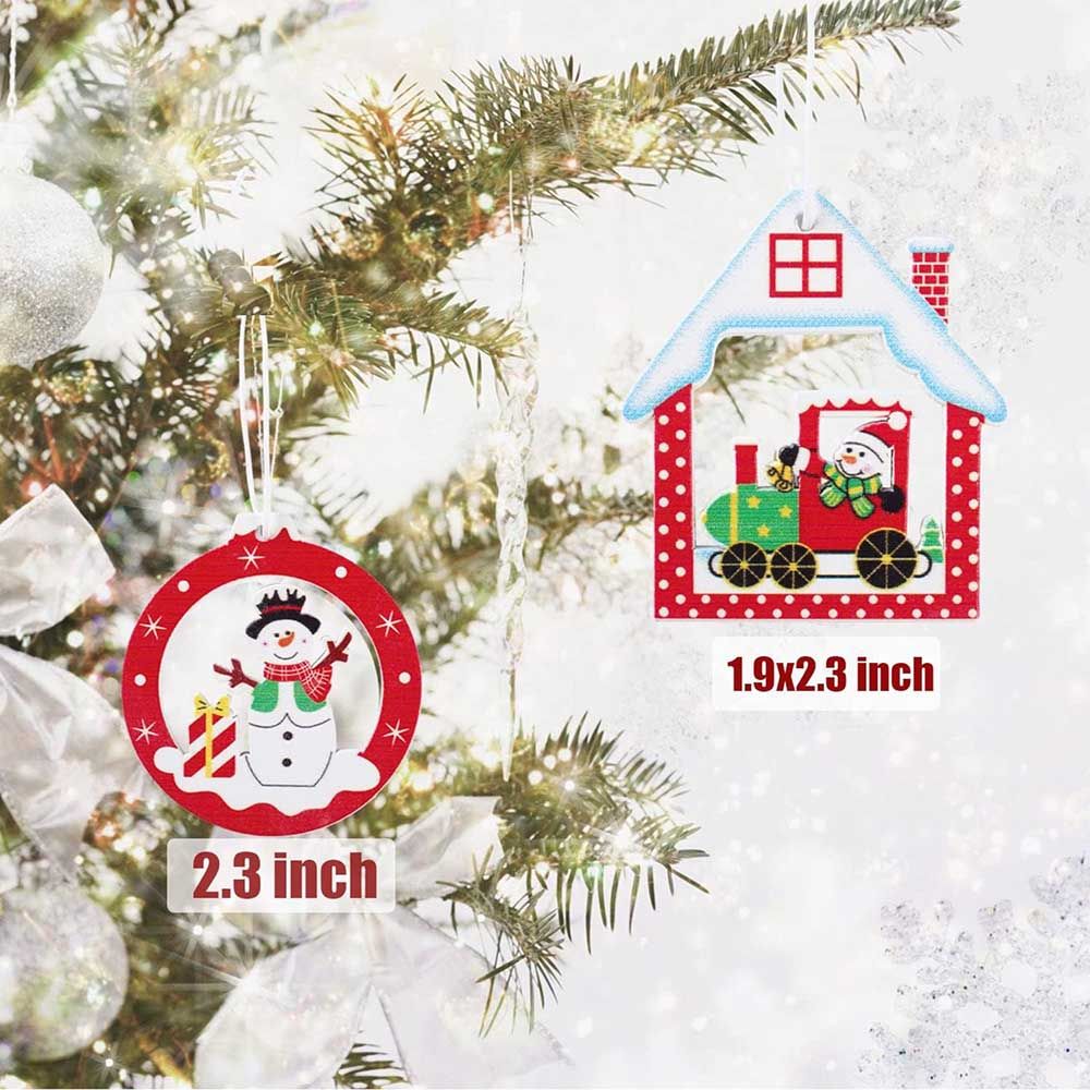 Highland - Christmas Tree Hanging Wooden Ornaments - 12pcs