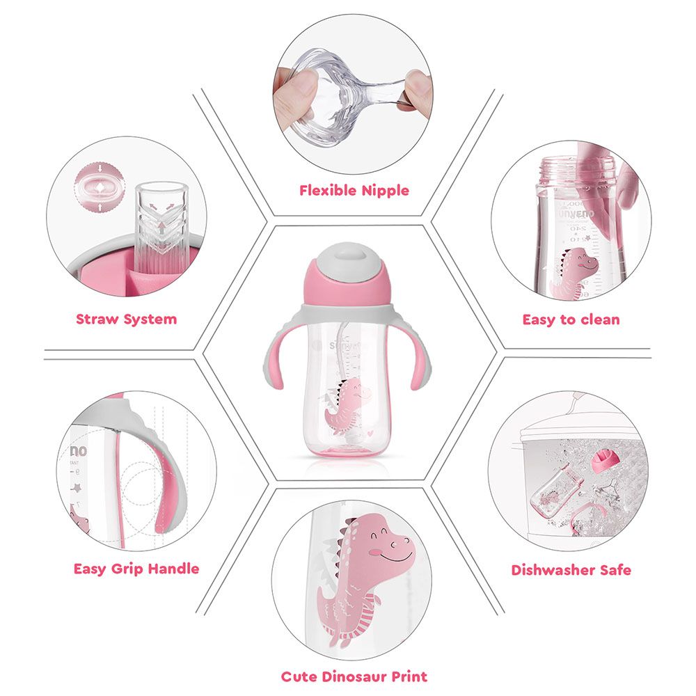 Sunveno - Water Cup/Feeding Bottle - Pink - 300ml