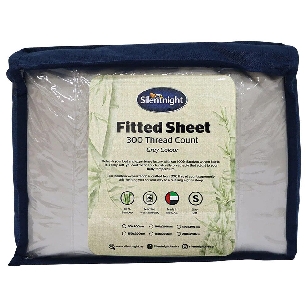 Silentnight - Bamboo Fitted Sheet - Grey - 90 x 200 cm