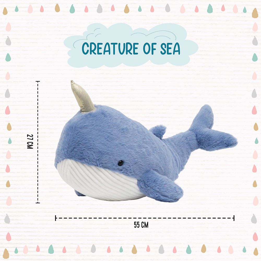 Toto Toys - Plush Soft Toy - Whale - Blue - 55 cm