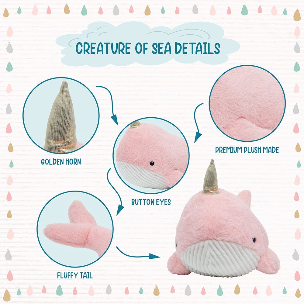 Toto Toys - Plush Soft Toy - Whale - Pink - 55 cm