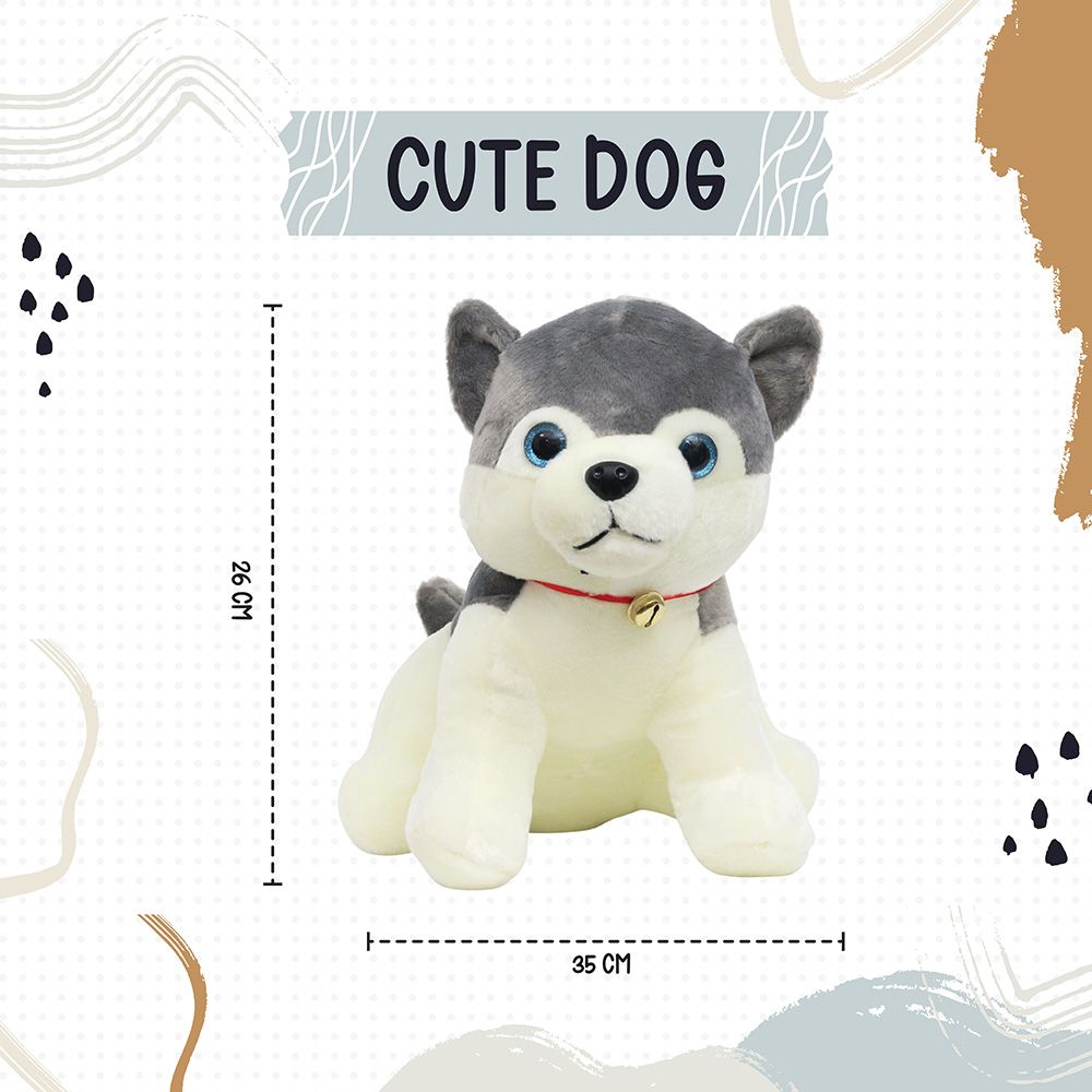 Toto Toys - Plush Soft Toy - Dog - Grey - 35 cm