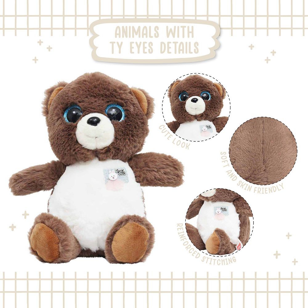 Toto Toys - Plush Soft Toy - TY Eyes Bear - Brown - 23 cm