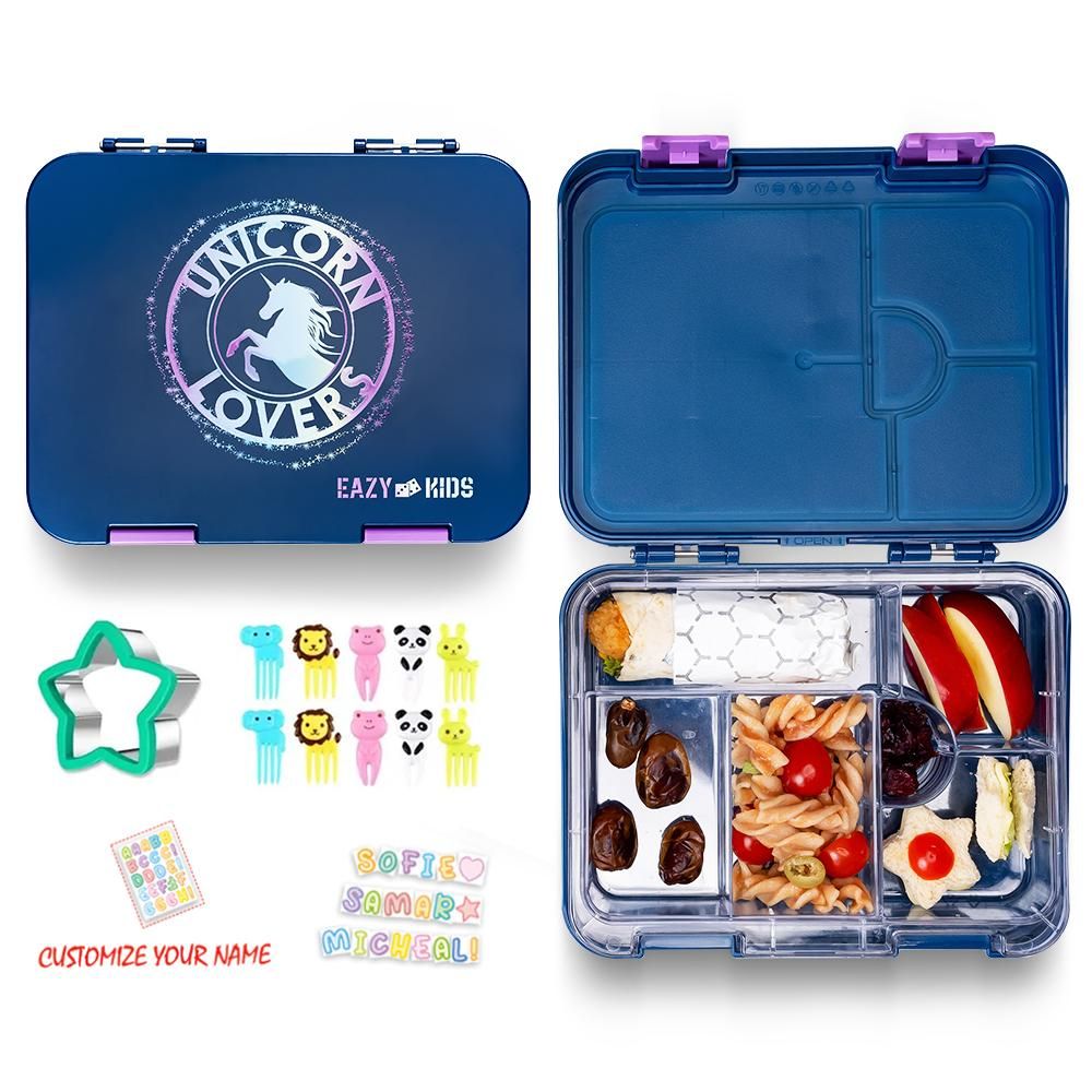 Eazy Kids - Bento Lunch Box w/ Sandwich Cutter Set - Unicorn Lover