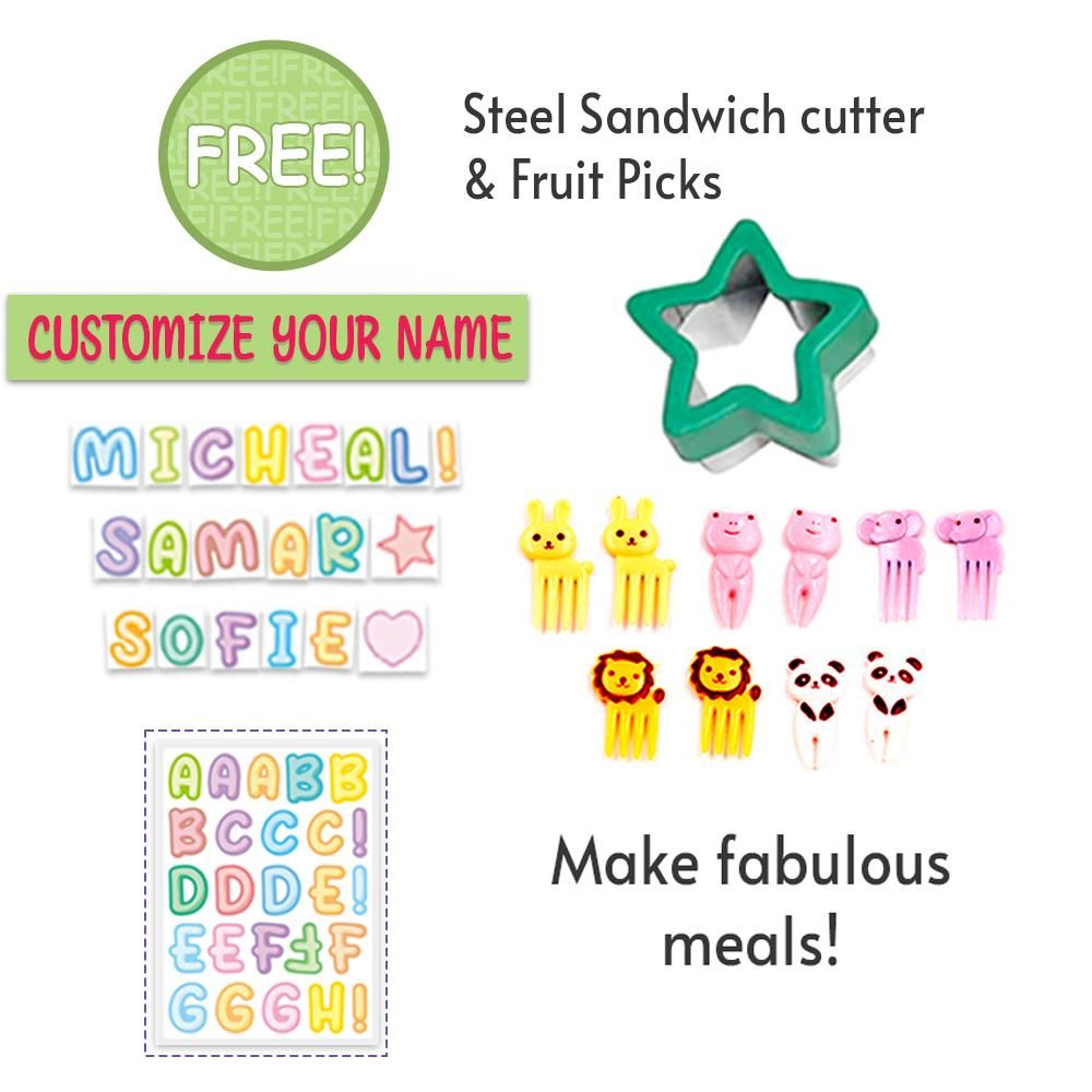 Eazy Kids - 4-5 Compartments Bento Lunch Box w/ Sandwich Cutter Set 1050ml - Eat Sleep Game