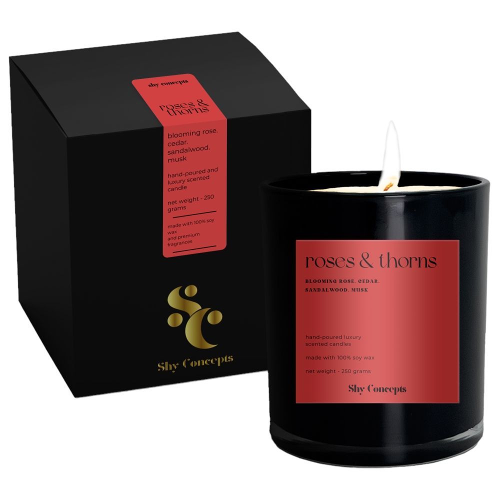 Shy Concepts - Luxury Scented Candle - Roses And Thorns - Black