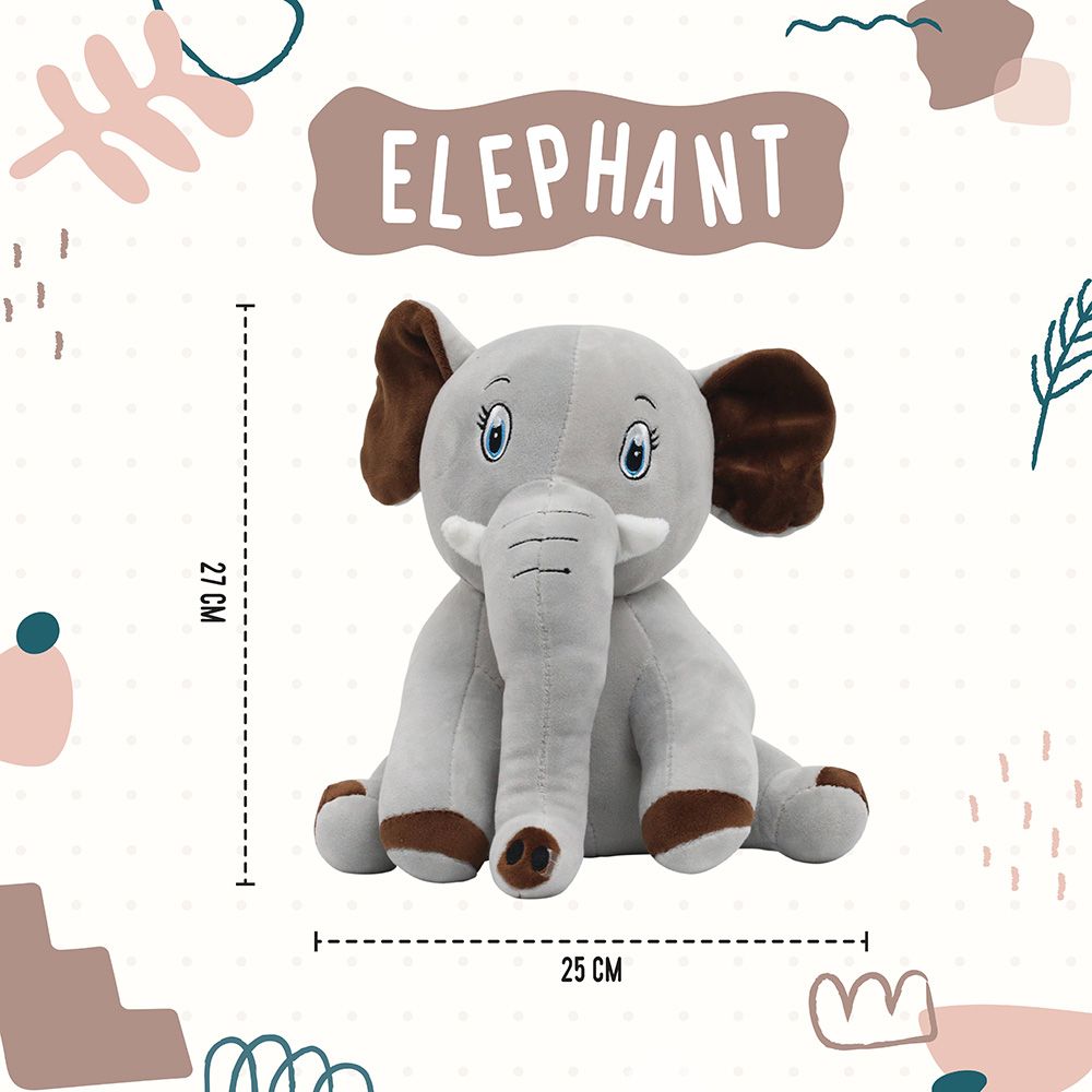 Toto Toys - Plush Soft Toy - Elephant - Grey - 27 cm