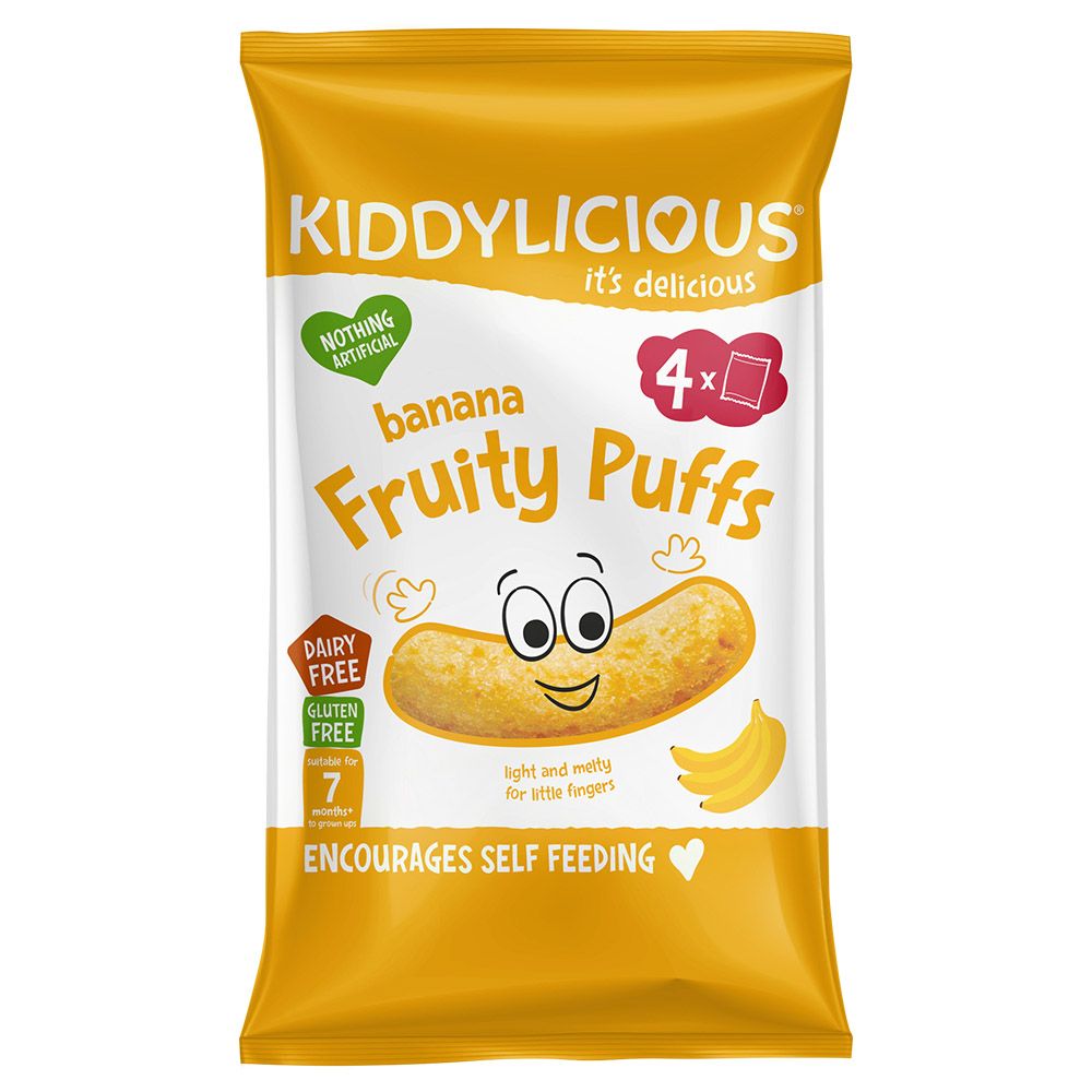 Kiddylicious Banana Fruity Puffs 4X10g Multipack