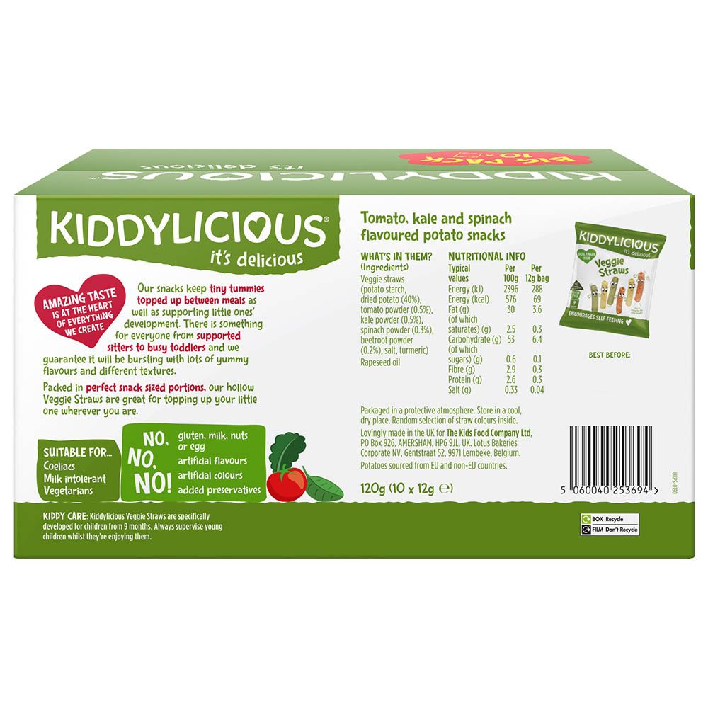 Kiddylicious - Veggie Straws Pack Of 10