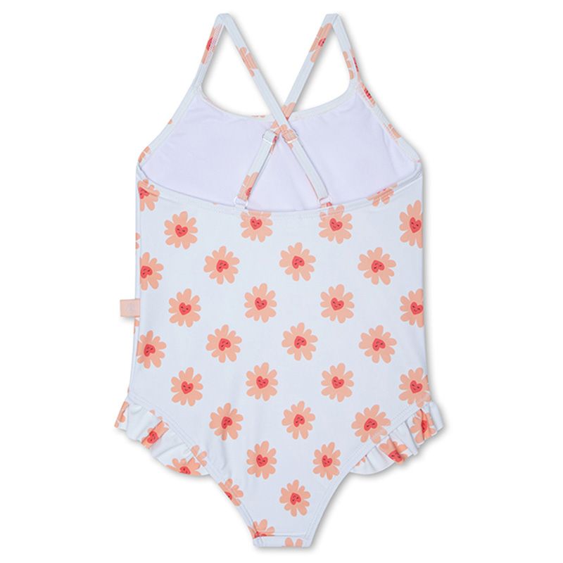 Swim Essentials - Flower Hearts All Over Girls Bathing Suit - White