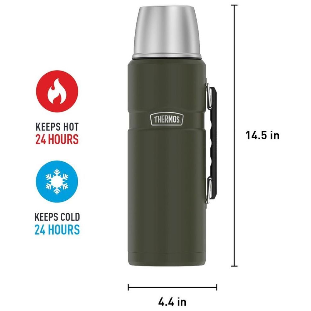 Thermos - Vacuum Insulated Thermal Bottle - Army Green - 1.2 L