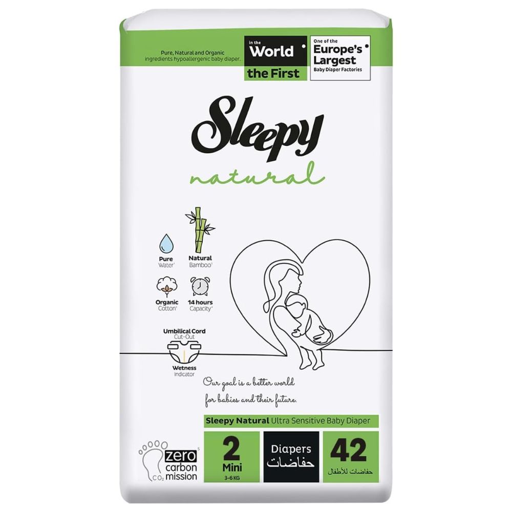 Sleepy - Natural Baby Dry Diapers - Size 2 - 3-6 Kg - 42 Count