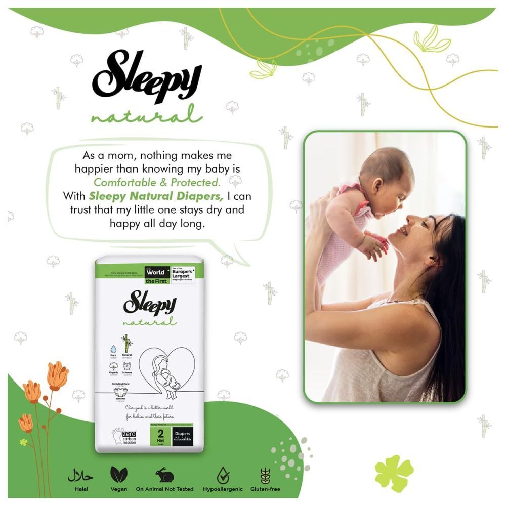 Sleepy - Natural Baby Dry Diapers - Size 2 - 3-6 Kg - 42 Count