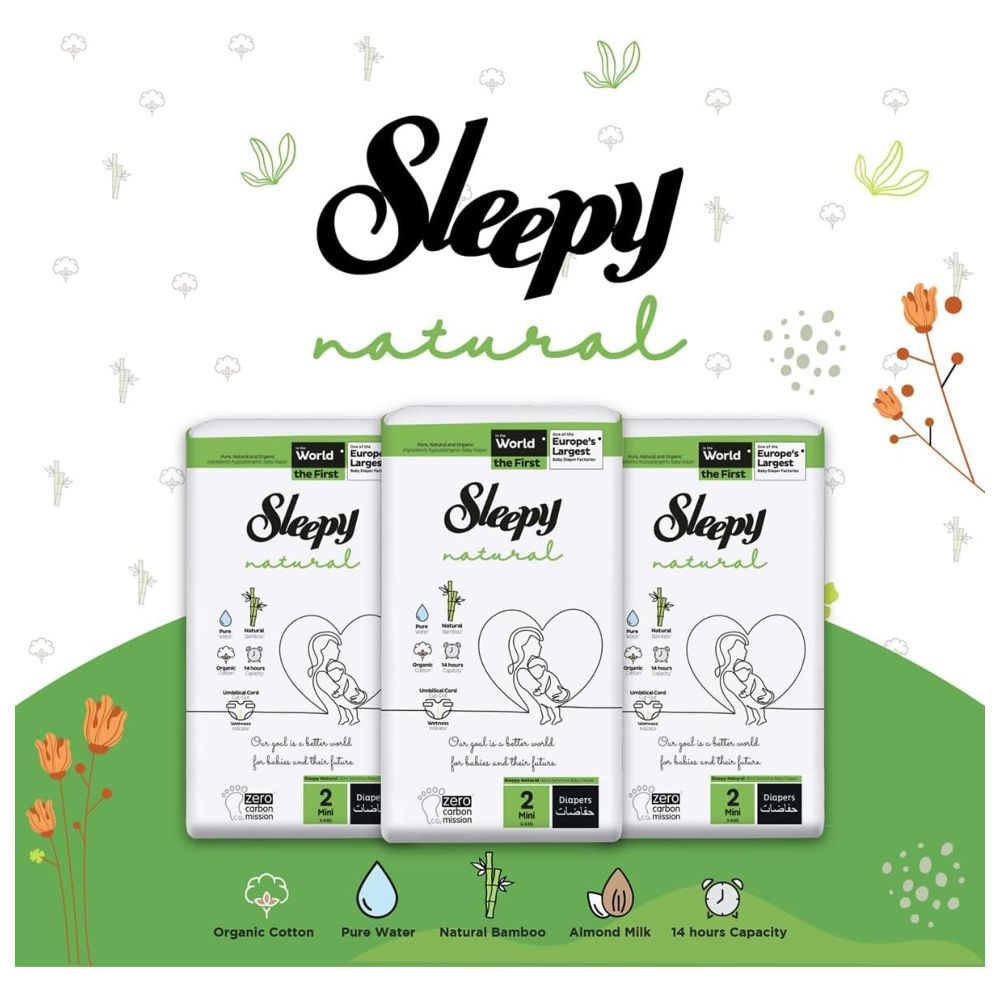 Sleepy - Natural Baby Dry Diapers - Size 2 - 3-6 Kg - 42 Count