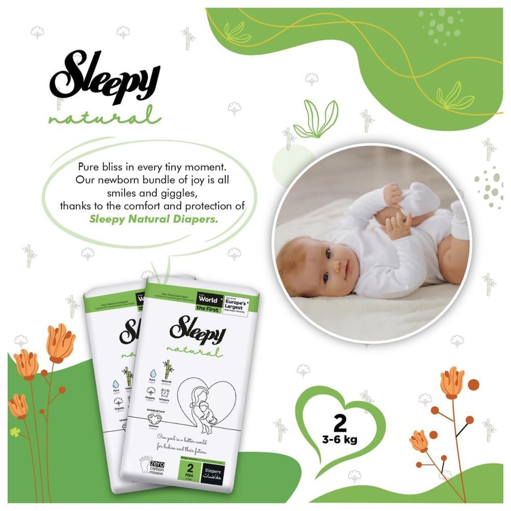 Sleepy - Natural Baby Dry Diapers - Size 2 - 3-6 Kg - 42 Count