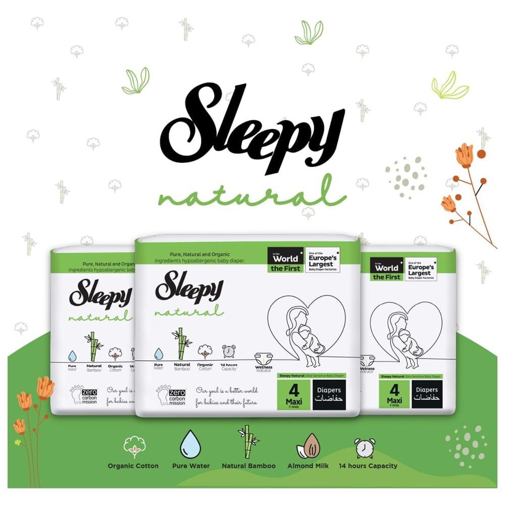 Sleepy - Natural Baby Dry Diapers - Size 4 - 7-14 Kg - 150 Count