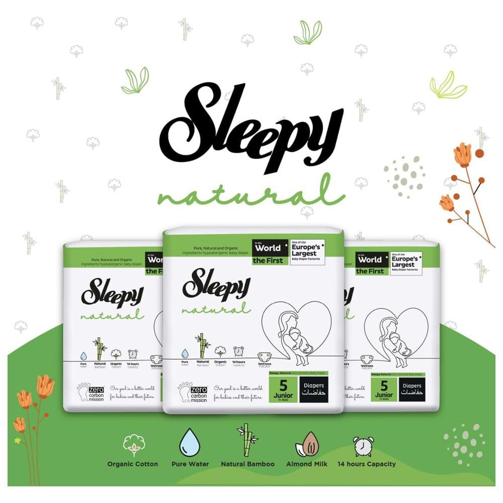 Sleepy - Natural Baby Dry Diapers - Size 5 - 11-18 Kg - 24 Count