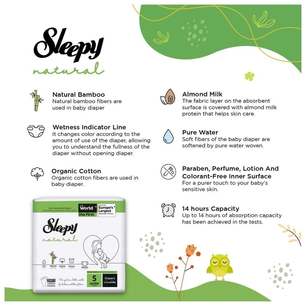 Sleepy - Natural Baby Dry Diapers - Size 5 - 11-18 Kg - 24 Count