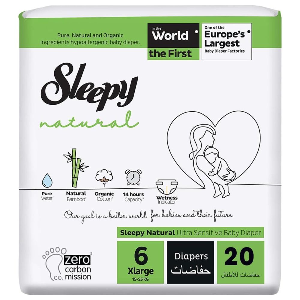 Sleepy - Natural Baby Dry Diapers - Size 6 - 15-25 Kg - 20 Count