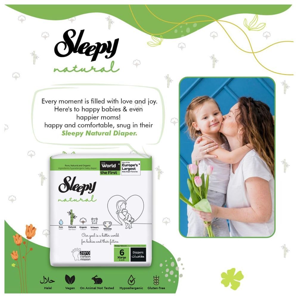 Sleepy - Natural Baby Dry Diapers - Size 6 - 15-25 Kg - 20 Count