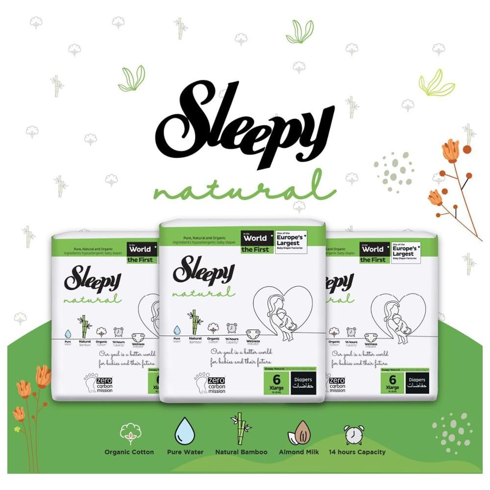 Sleepy - Natural Baby Dry Diapers - Size 6 - 15-25 Kg - 20 Count