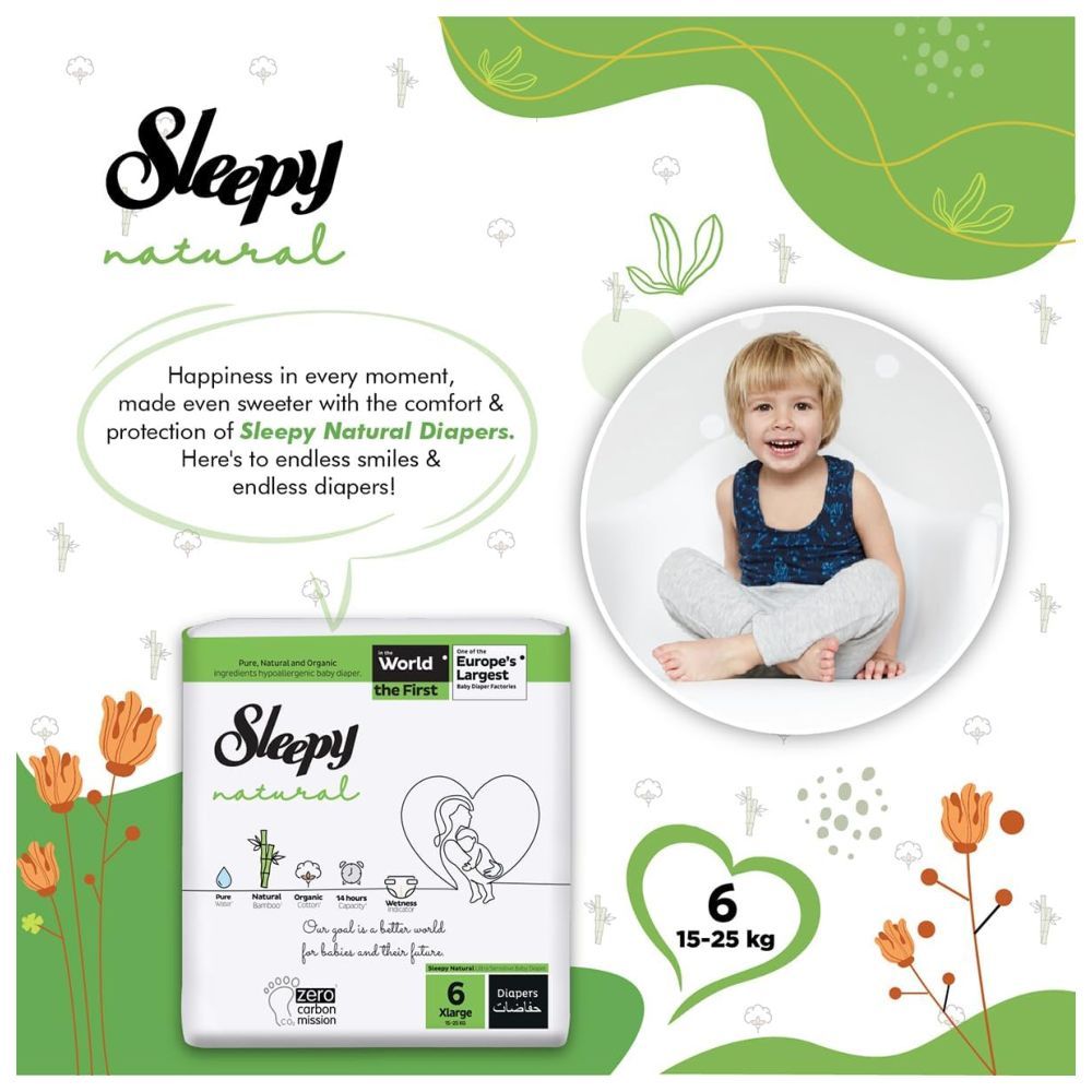 Sleepy - Natural Baby Dry Diapers - Size 6 - 15-25 Kg - 20 Count