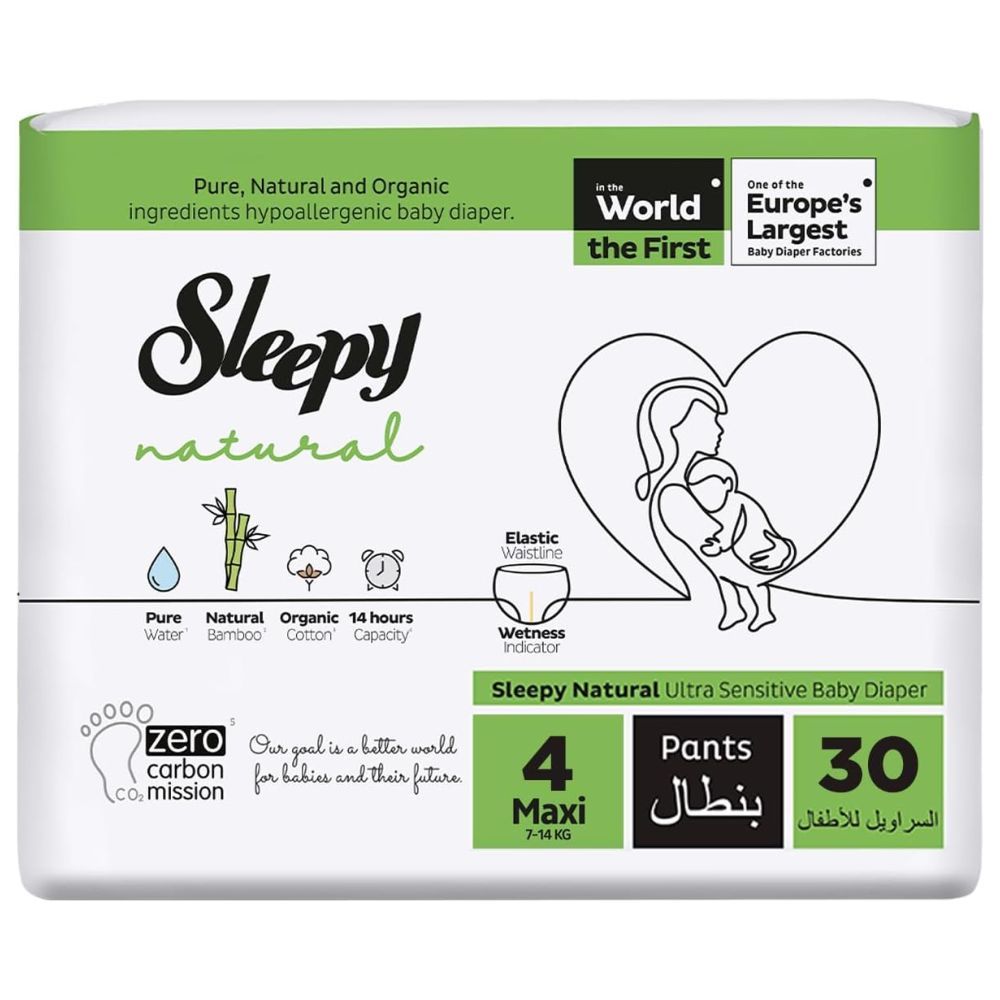 Sleepy - Natural Diaper Pants - Size 4 - 7-14 Kg - 30 Count