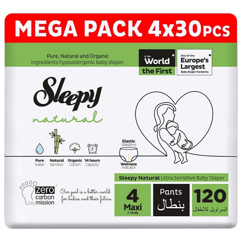 Sleepy - Natural Diaper Pants - Size 4 - 7-14 Kg - 120 Count