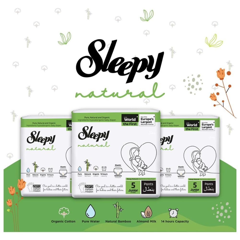 Sleepy - Natural Diaper Pants - Size 5 - 11-18 Kg - 48 Count