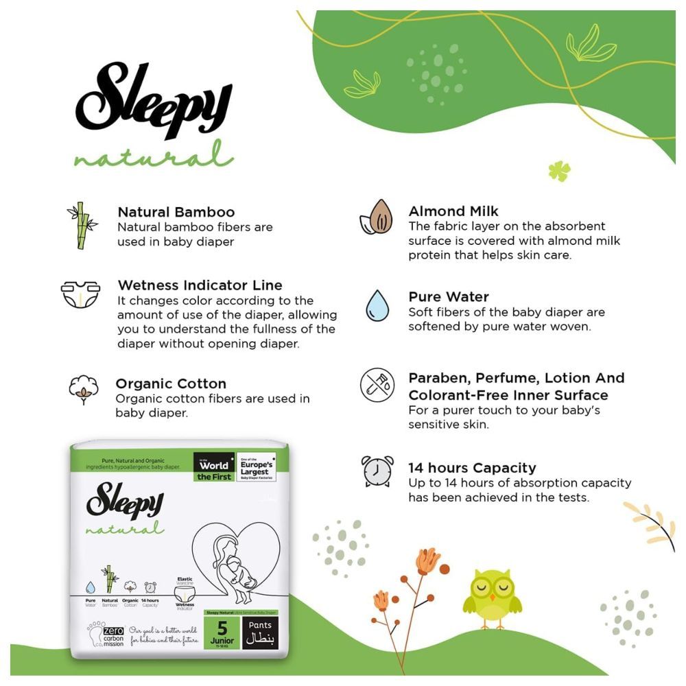 Sleepy - Natural Diaper Pants - Size 5 - 11-18 Kg - 48 Count